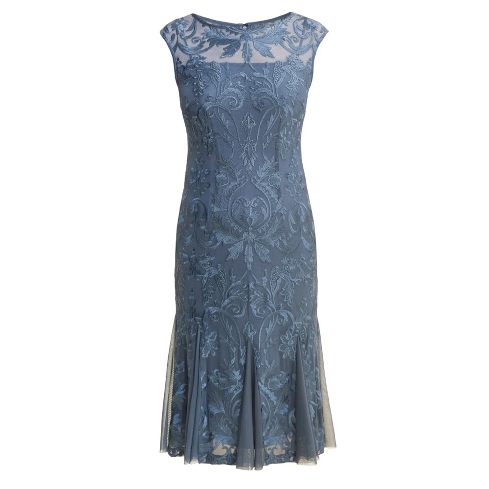 💙 Alex Evenings Fit and Flare Godet Dress in Vintage Blue 💙